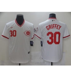 Cincinnati Reds 30 Ken Griffey Jr White Nike Throwback Jersey