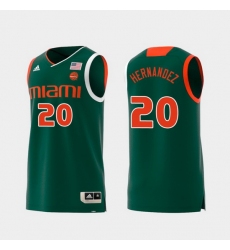 Men Miami Hurricanes Dewan Hernandez Green Replica College Basketball Jersey