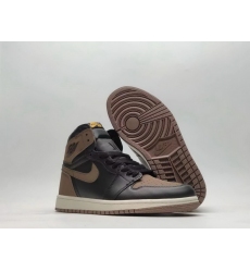 Air Jordan 1 Men Black Brown Shoes  23F 053