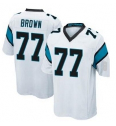 Men Nike Carolina Panthers Deonte Brown 77 White Vapor Limited Jersey