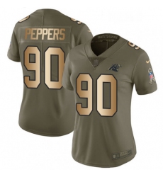 Womens Nike Carolina Panthers 90 Julius Peppers Limited OliveGold 2017 Salute to Service NFL Jersey