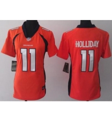 Women Nike Denver Broncos 11 Trindon Holliday Orange Jerseys 2013