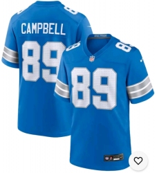 Men's Nike Detroit Lions Dan Campbell #89 Blue F U S E Stitched Jersey