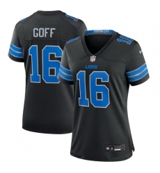 Women Detroit Lions 16 Jared Goff Black 2nd Alternate Stitched Jersey