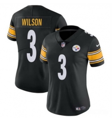 Women Pittsburgh Steelers 3 Russell Wilson Black Vapor Stitched Football Jersey