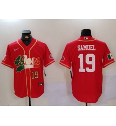 Men San Francisco 49ers 2319 Deebo Samuel Red With Patch Cool Base Stitched Baseball Jersey 3