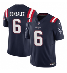 Men New England Patriots 6 Christian Gonzalez Navy 2023 F U S E  Vapor Limited Stitched Football Jersey