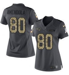 Nike Patriots #80 Danny Amendola Black Womens Stitched NFL Limited 2016 Salute to Service Jersey