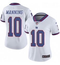 Womens Nike New York Giants 10 Eli Manning Limited White Rush Vapor Untouchable NFL Jersey