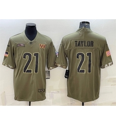 Men Washington Commanders 21 Sean Taylor Olive 2022 Salute To Service Limited Stitched Jersey