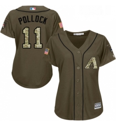 Womens Majestic Arizona Diamondbacks 11 A J Pollock Replica Green Salute to Service MLB Jersey