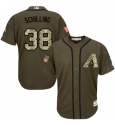 Youth Majestic Arizona Diamondbacks 38 Curt Schilling Authentic Green Salute to Service MLB Jersey