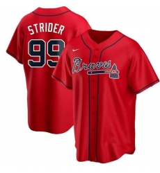 Men Atlanta Braves 99 Spencer Strider Red Cool Base Stitched Baseball Jersey