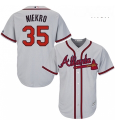 Mens Majestic Atlanta Braves 35 Phil Niekro Replica Grey Road Cool Base MLB Jersey