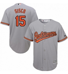 Youth Majestic Baltimore Orioles 15 Chance Sisco Replica Grey Road Cool Base MLB Jersey 