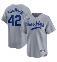 Men Brooklyn Dodgers 42 Jackie Robinson Gray Throwback Cooperstown Collection Limited Stitched Baseball Jersey