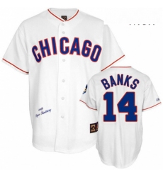 Mens Mitchell and Ness Chicago Cubs 14 Ernie Banks Authentic White 1968 Throwback MLB Jersey