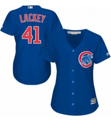 Womens Majestic Chicago Cubs 41 John Lackey Replica Royal Blue Alternate MLB Jersey