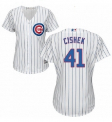 Womens Majestic Chicago Cubs 41 Steve Cishek Replica White Home Cool Base MLB Jersey 