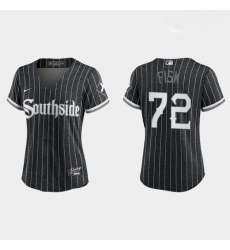 Women Chicago White Sox Southside Carlton Fisk Black Replica Jersey