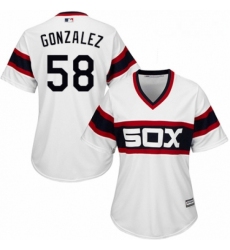 Womens Majestic Chicago White Sox 58 Miguel Gonzalez Authentic White 2013 Alternate Home Cool Base MLB Jersey 