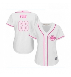 Womens Cincinnati Reds 66 Yasiel Puig Replica White Fashion Cool Base Baseball Jersey 