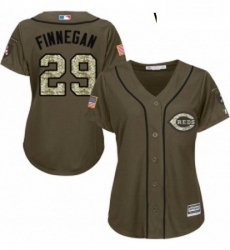 Womens Majestic Cincinnati Reds 29 Brandon Finnegan Authentic Green Salute to Service MLB Jersey