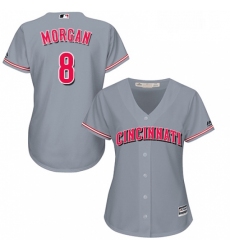 Womens Majestic Cincinnati Reds 8 Joe Morgan Replica Grey Road Cool Base MLB Jersey