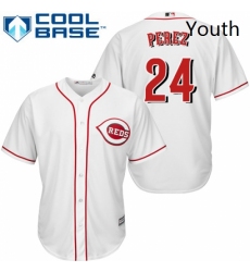 Youth Majestic Cincinnati Reds 24 Tony Perez Authentic White Home Cool Base MLB Jersey