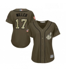 Womens Cleveland Indians 17 Brad Miller Authentic Green Salute to Service Baseball Jersey 