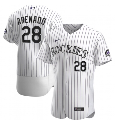 Men Colorado Rockies 28 Nolan Arenado Men Nike White Home 2020 Flex Base Player MLB Jersey