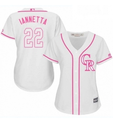 Womens Majestic Colorado Rockies 22 Chris Iannetta Authentic White Fashion Cool Base MLB Jersey 