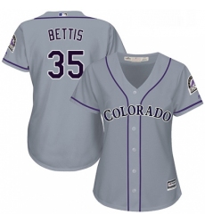 Womens Majestic Colorado Rockies 35 Chad Bettis Replica Grey Road Cool Base MLB Jersey