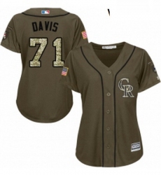 Womens Majestic Colorado Rockies 71 Wade Davis Replica Green Salute to Service MLB Jersey 