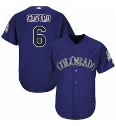 Youth Majestic Colorado Rockies 6 Daniel Castro Replica Purple Alternate 1 Cool Base MLB Jersey 