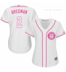 Womens Majestic Houston Astros 2 Alex Bregman Authentic White Fashion Cool Base MLB Jersey