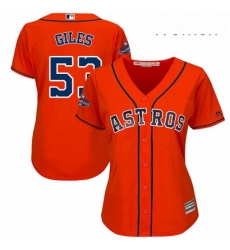 Womens Majestic Houston Astros 53 Ken Giles Replica Orange Alternate 2017 World Series Champions Cool Base MLB Jersey 