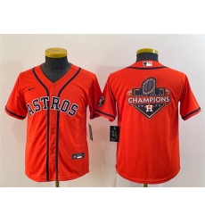 Youth Houston Astros Orange 2022 World Series Champions Team Big Logo With Patch Cool Base Stitched Jersey