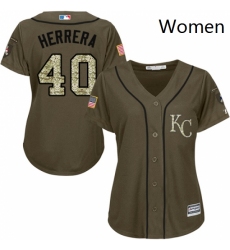 Womens Majestic Kansas City Royals 40 Kelvin Herrera Authentic Green Salute to Service MLB Jersey