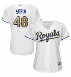 Womens Majestic Kansas City Royals 48 Joakim Soria Replica White Home Cool Base MLB Jersey