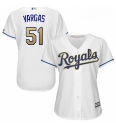 Womens Majestic Kansas City Royals 51 Jason Vargas Authentic White Home Cool Base MLB Jersey 