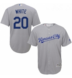 Youth Majestic Kansas City Royals 20 Frank White Replica Grey Road Cool Base MLB Jersey