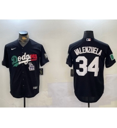 Men Los Angeles Dodgers 34 Toro Valenzuela Black Mexico 2024 World Series With No  34 Patch Cool Base Stitched Baseball Jersey 8