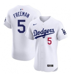 Men Los Angeles Dodgers Freddie Freeman #5 White Flex Base 2024 Home Stitched Jersey