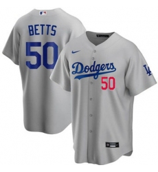 Men Los Angeles Dodgers Mookie Betts #50 Gray Flex Base 2024 Home Stitched Jersey II