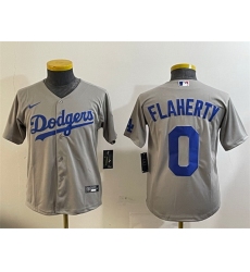 Women Los Angeles Dodgers 0 Jack Flaherty Grey Cool Base Stitched Baseball Jersey 