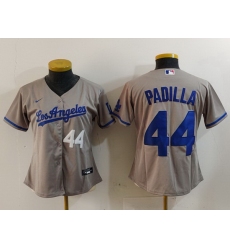 Women Los Angeles Dodgers 44 Vicente Padilla Grey Stitched Jersey 12