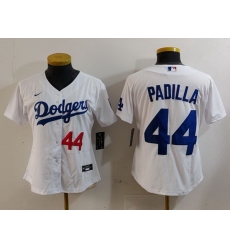 Women Los Angeles Dodgers 44 Vicente Padilla White Stitched Jersey 2