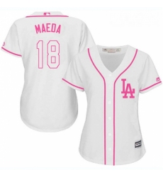 Women's Majestic Los Angeles Dodgers #18 Kenta Maeda Replica White Fashion Cool Base MLB Jersey