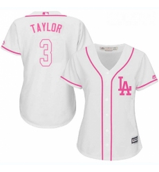 Womens Majestic Los Angeles Dodgers 3 Chris Taylor Authentic White Fashion Cool Base MLB Jersey 